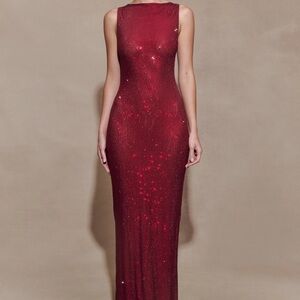 Elegant Red Sequin Evening Gown